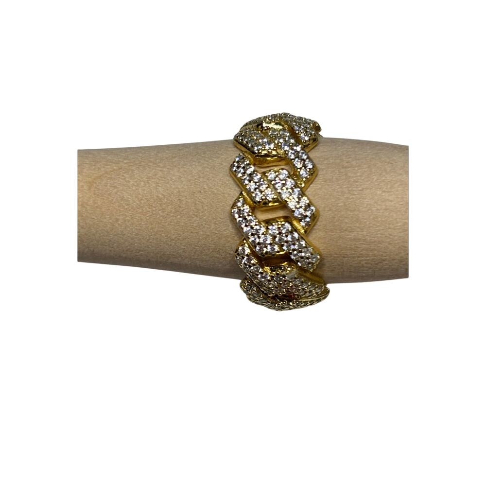 925 Solid Gold Sterling Iced Miami Cuban Ring Size 7 New